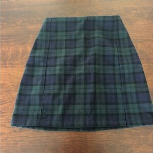 Brandy Melville Green and Blue Pleated Mini Skirt